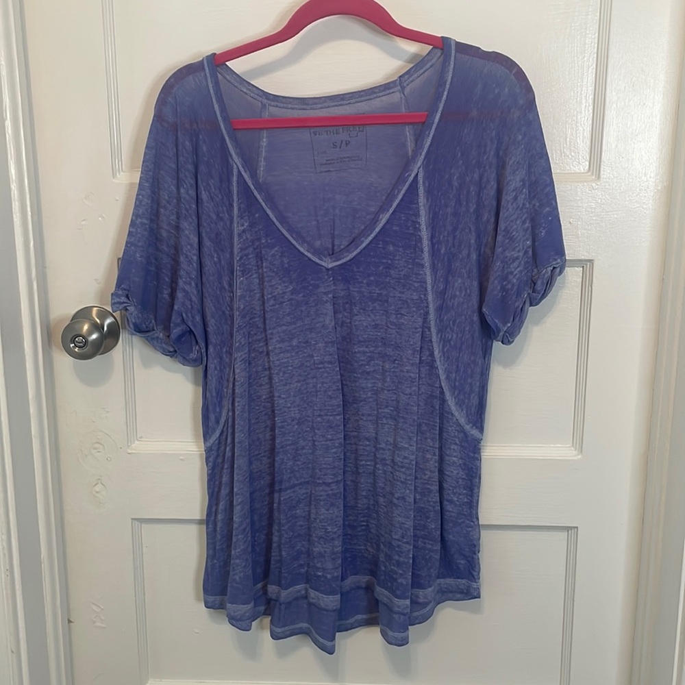FREE PEOPLE Burnout Tee - Periwinkle - Small